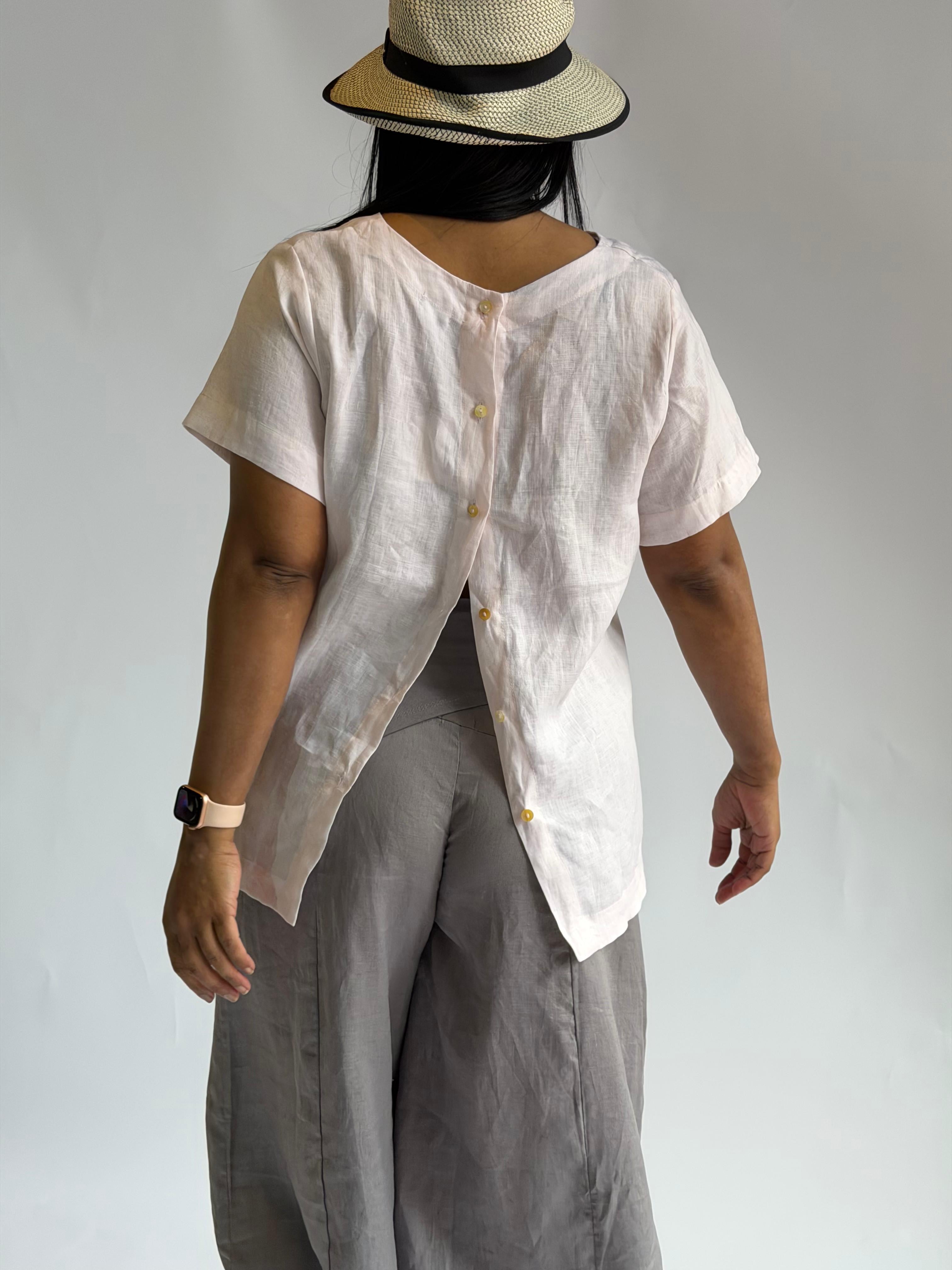 S/S Back Button Top