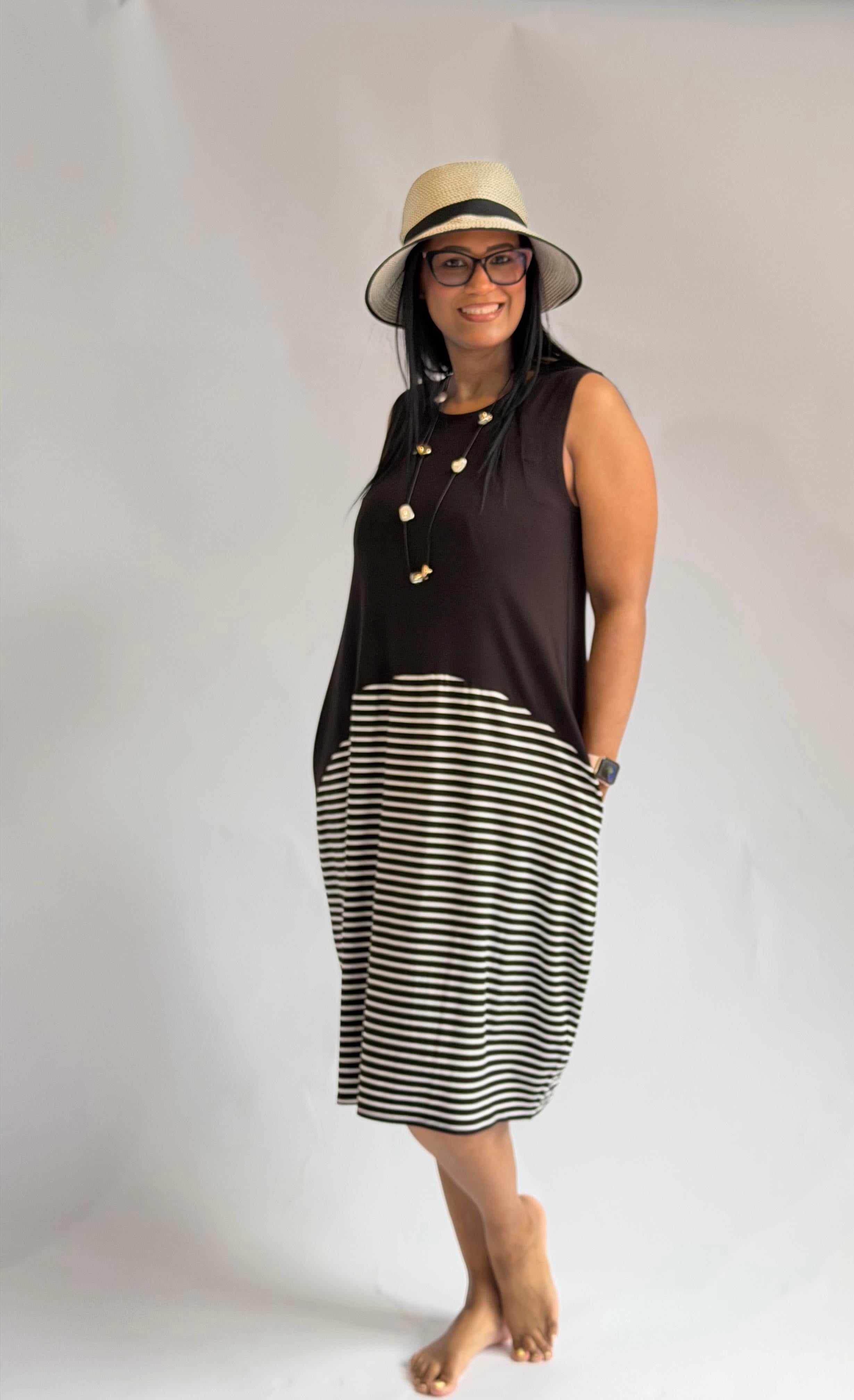 Summer Sundress B/W Stripe