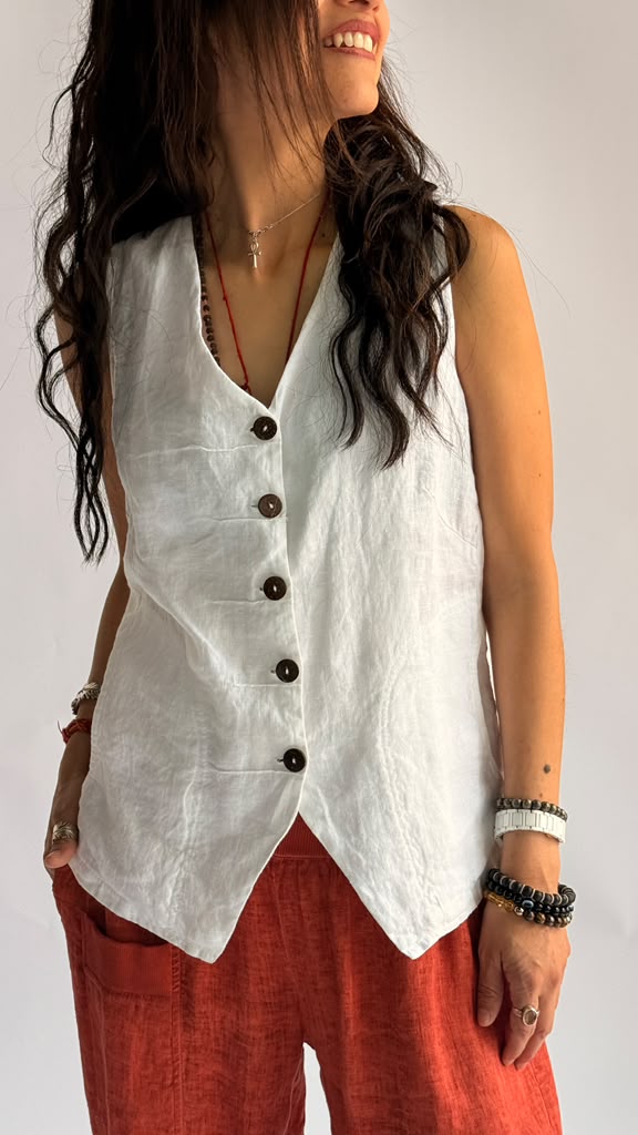 Sleeveless Button Down Top