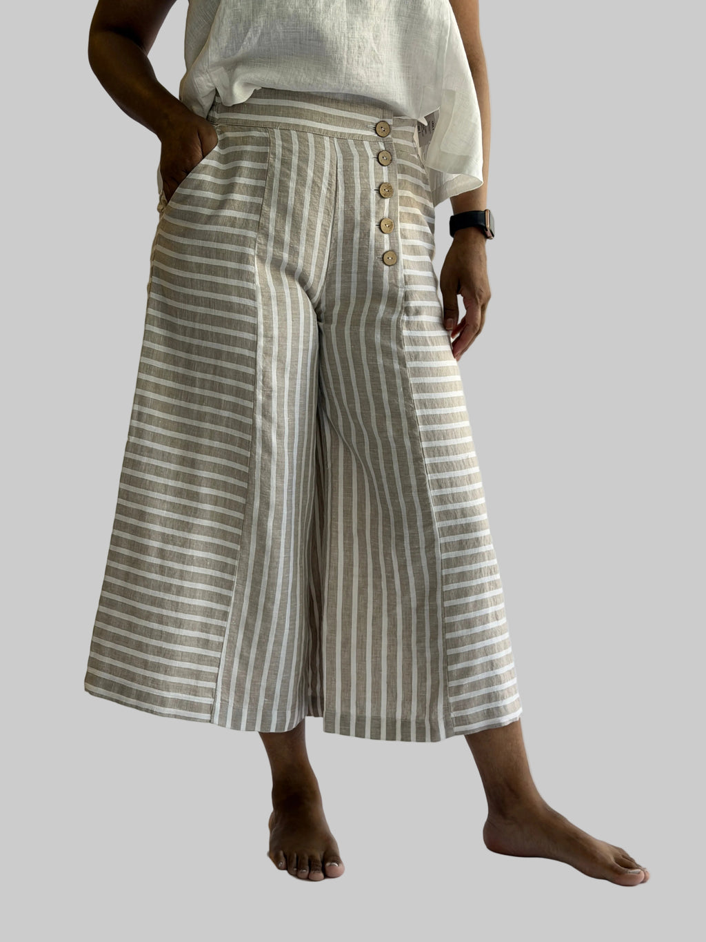 Stripe Pant w/ button
