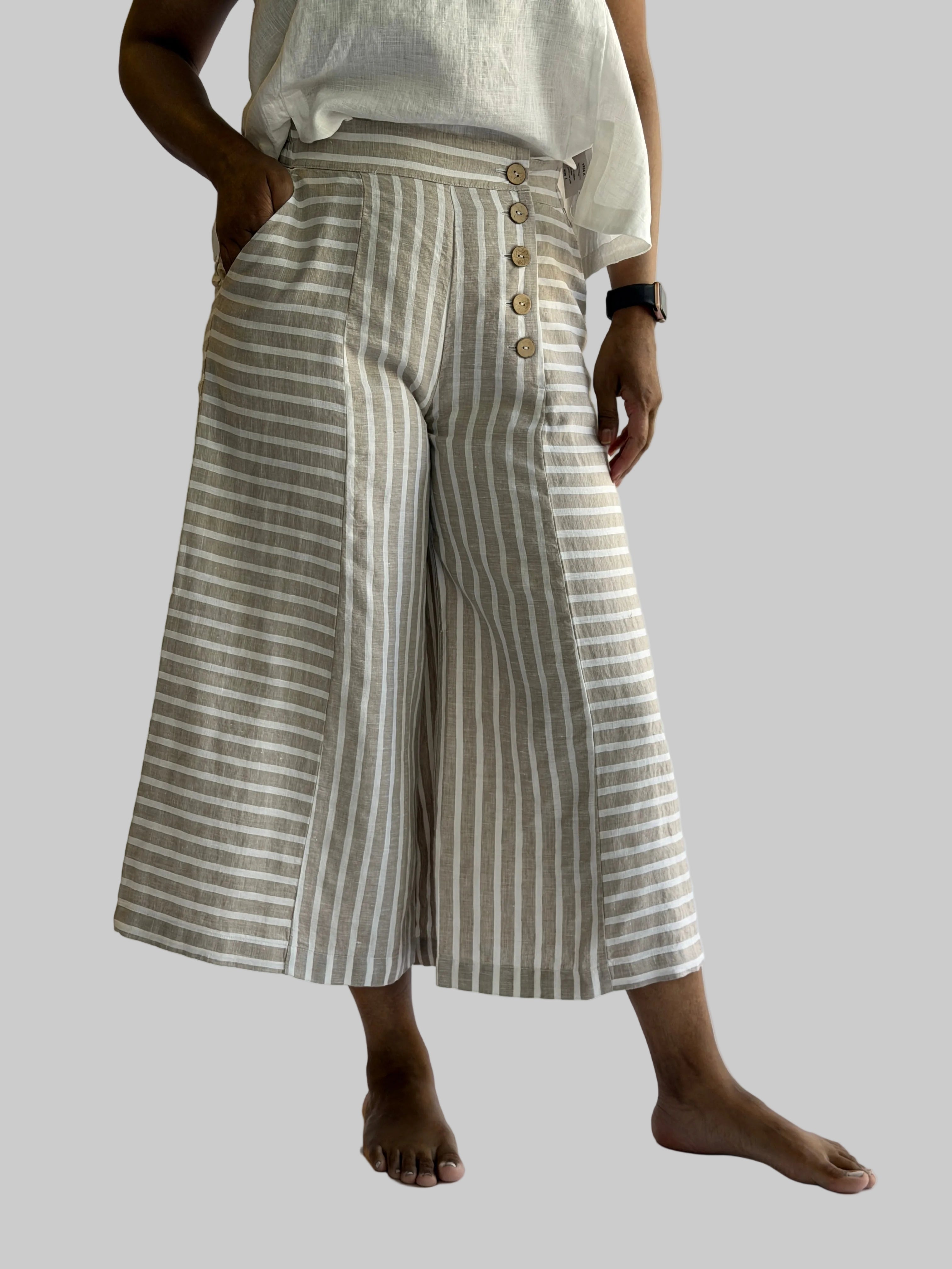 Stripe Pant w/ button