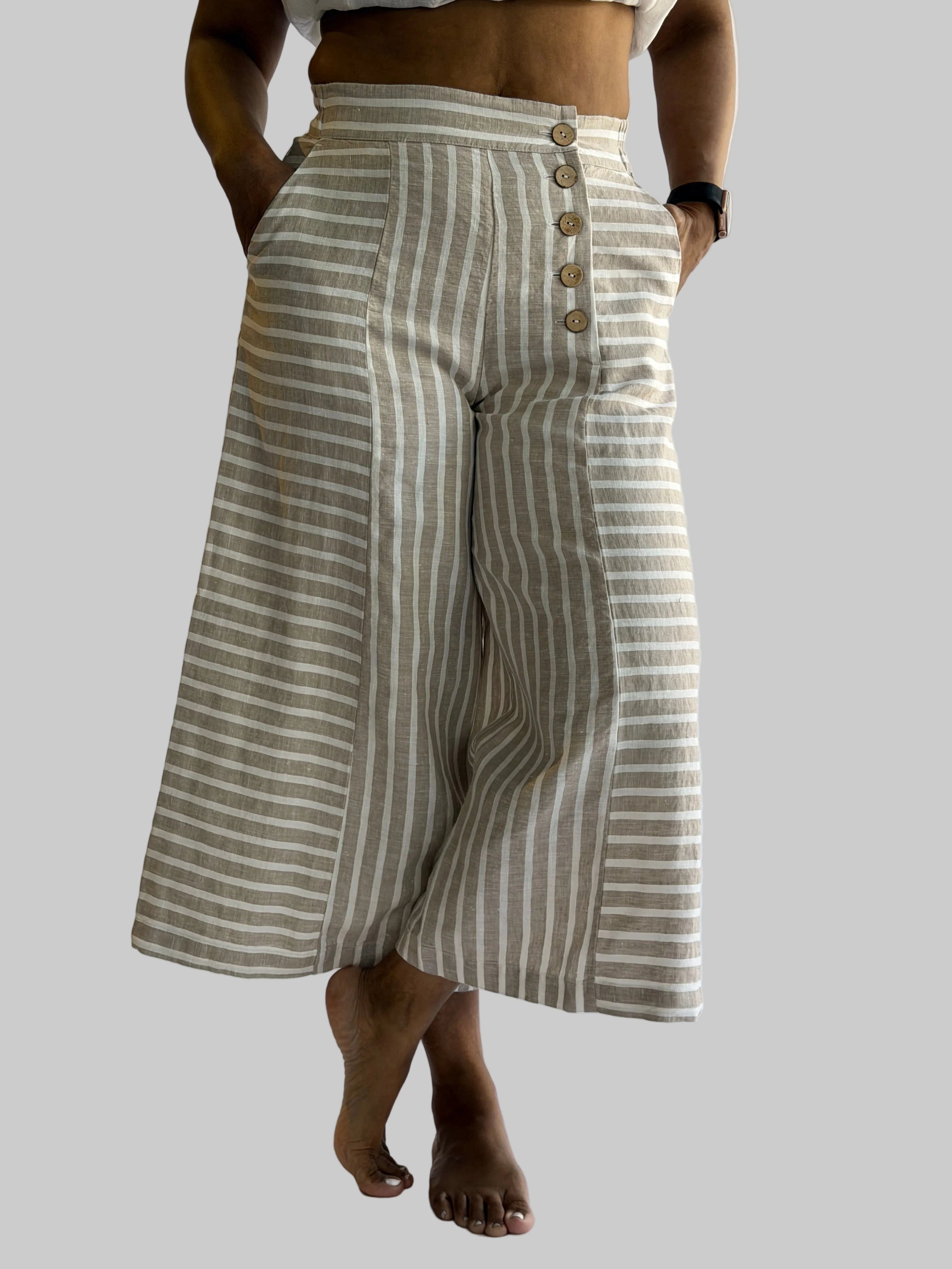 Stripe Pant w/ button