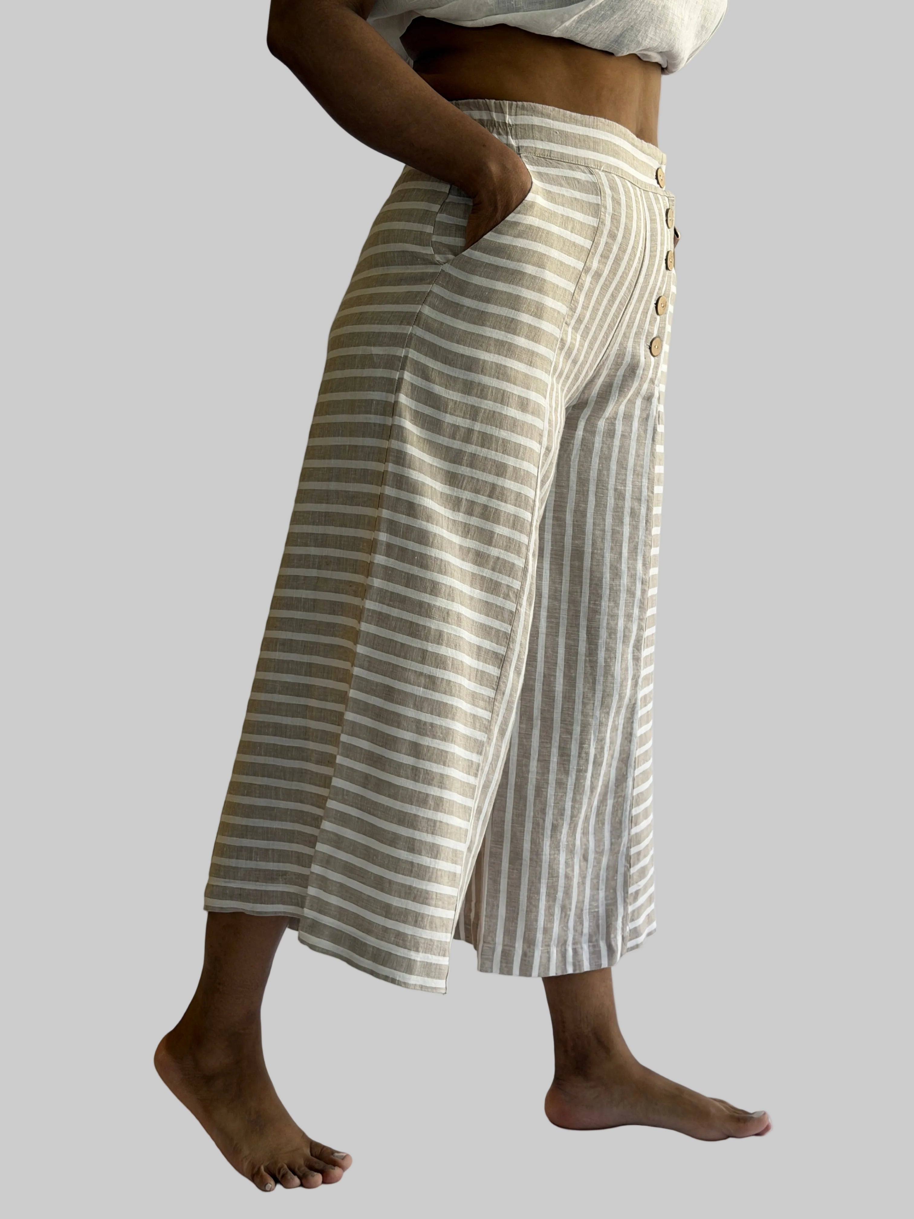 Stripe Pant w/ button