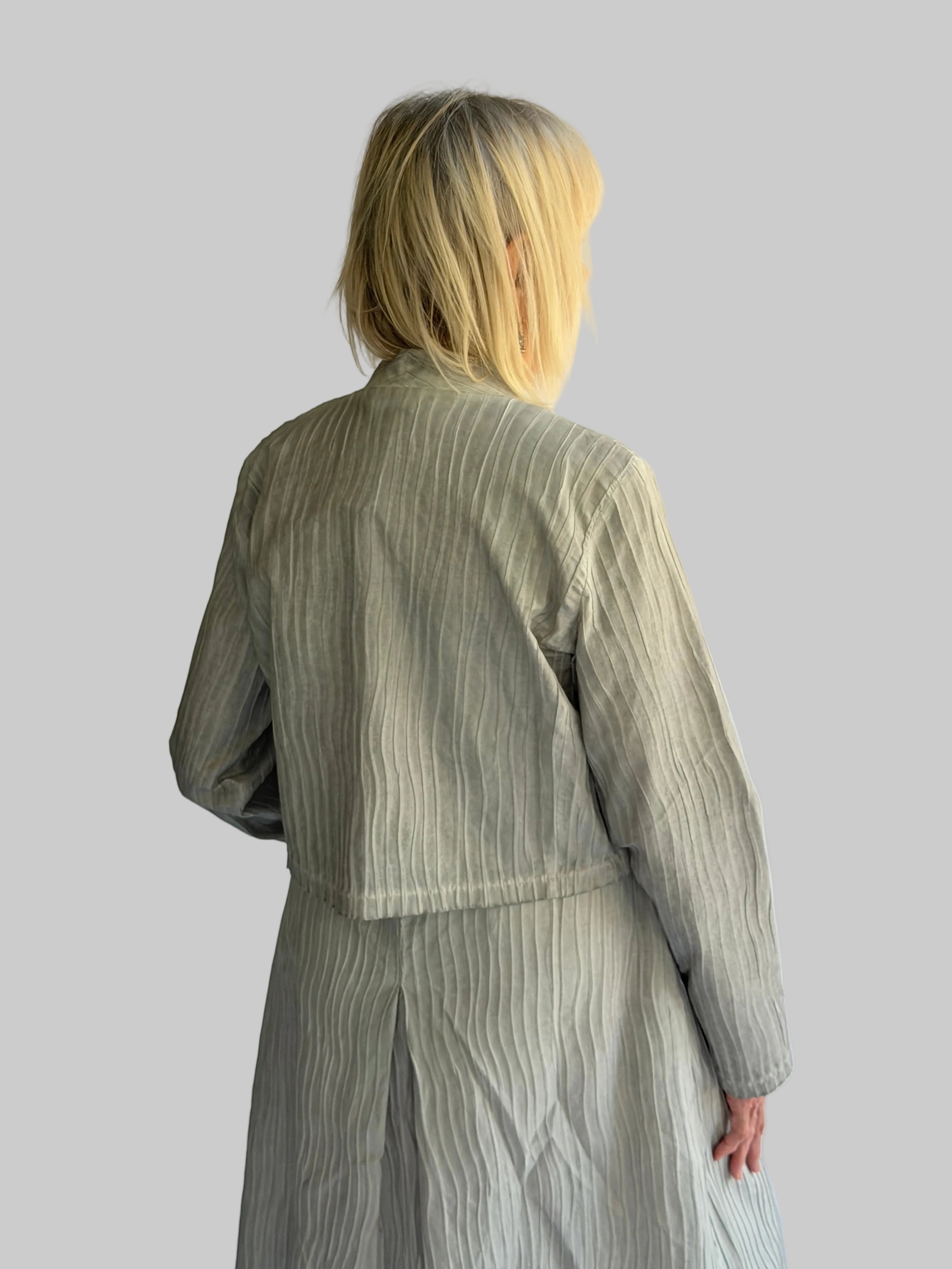 Short Jacket -  326 : Textured Open Front Cropped Jacket