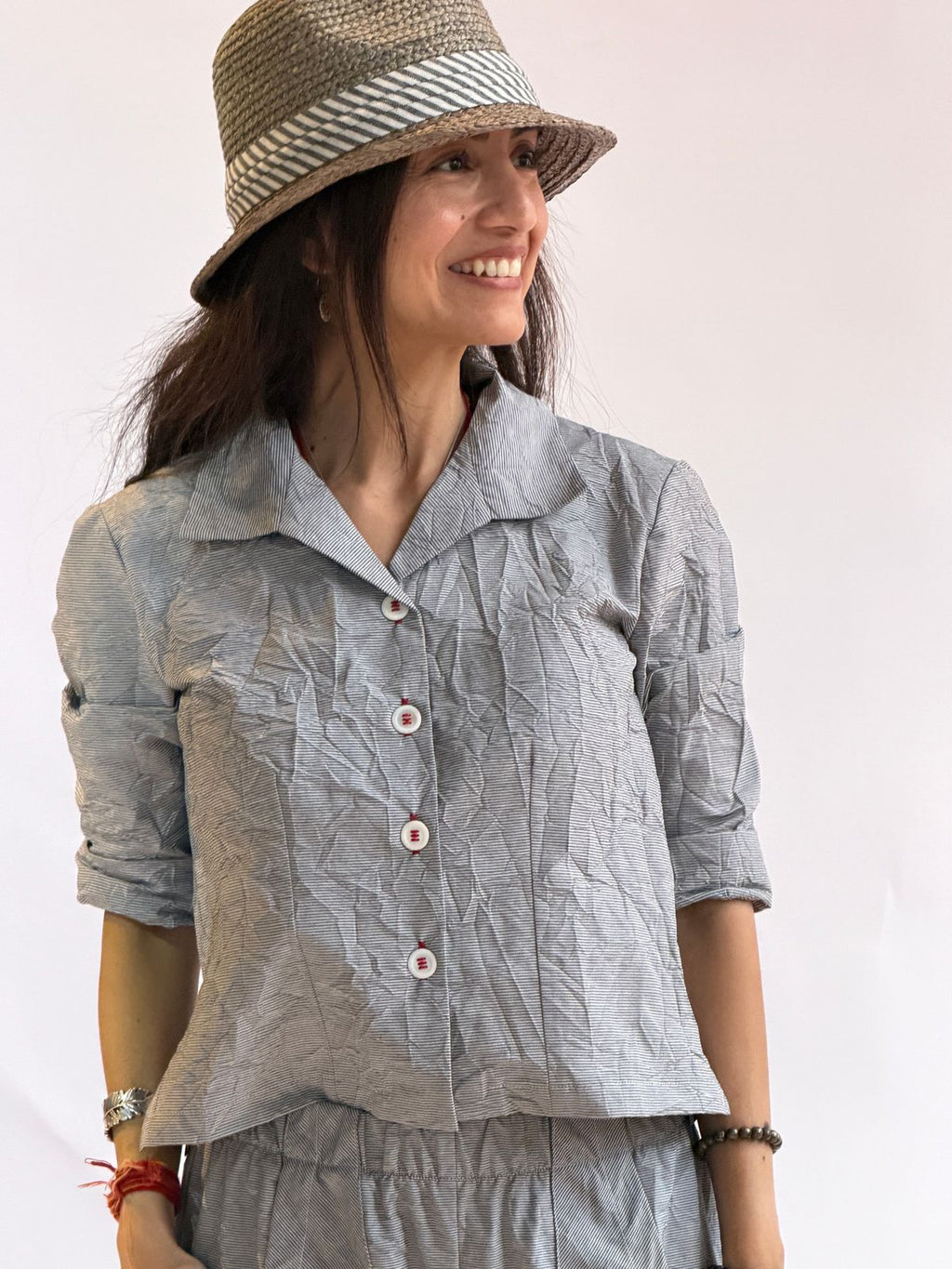 Gumbo Blouse - Crush Pinstripe