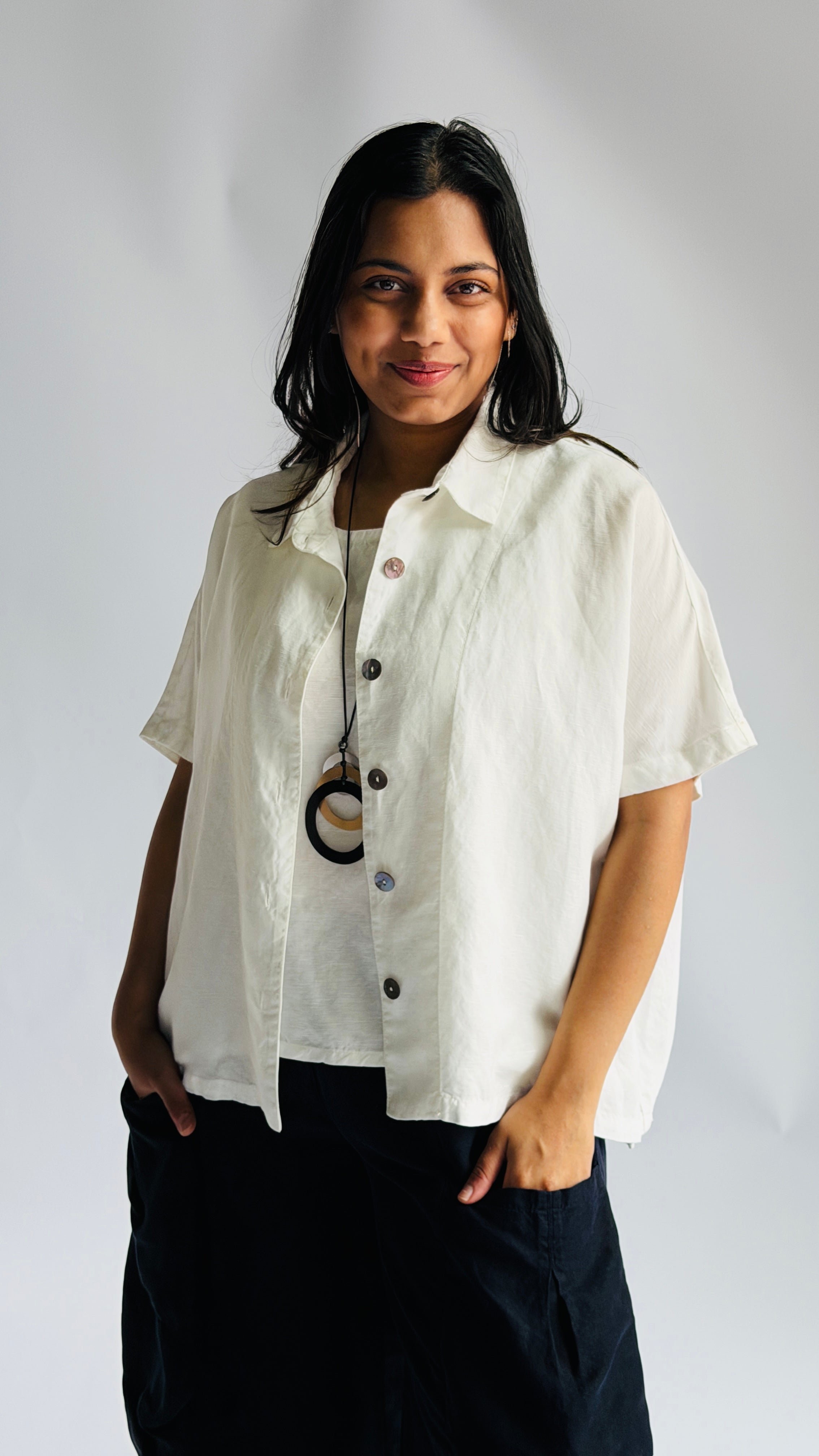 Cap Sleeve Shirt (Runs Big) Linen