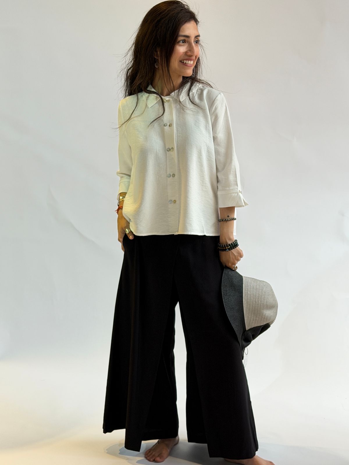 Twinbutton Top Solid