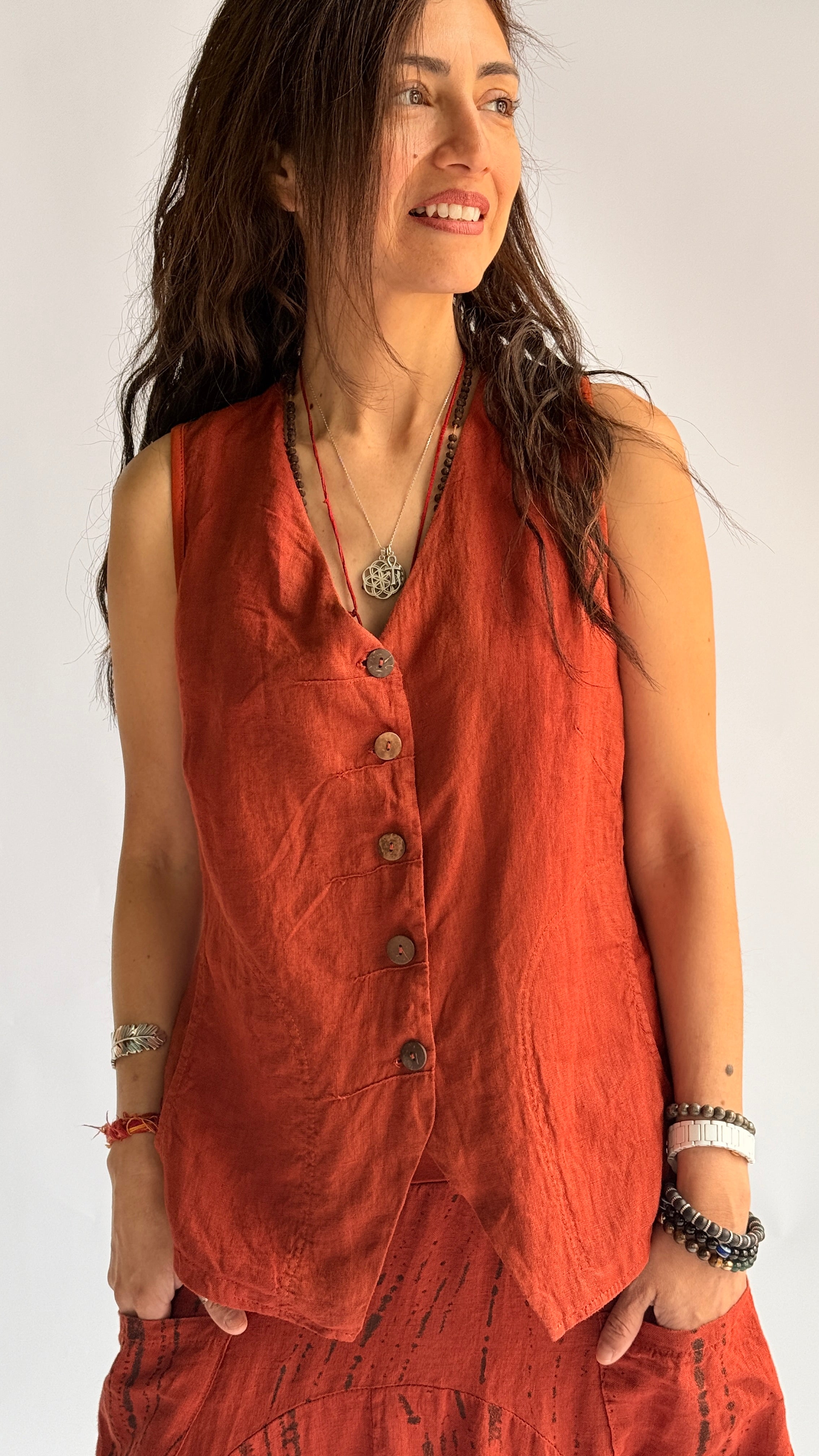 INV2476 Button Vest Top