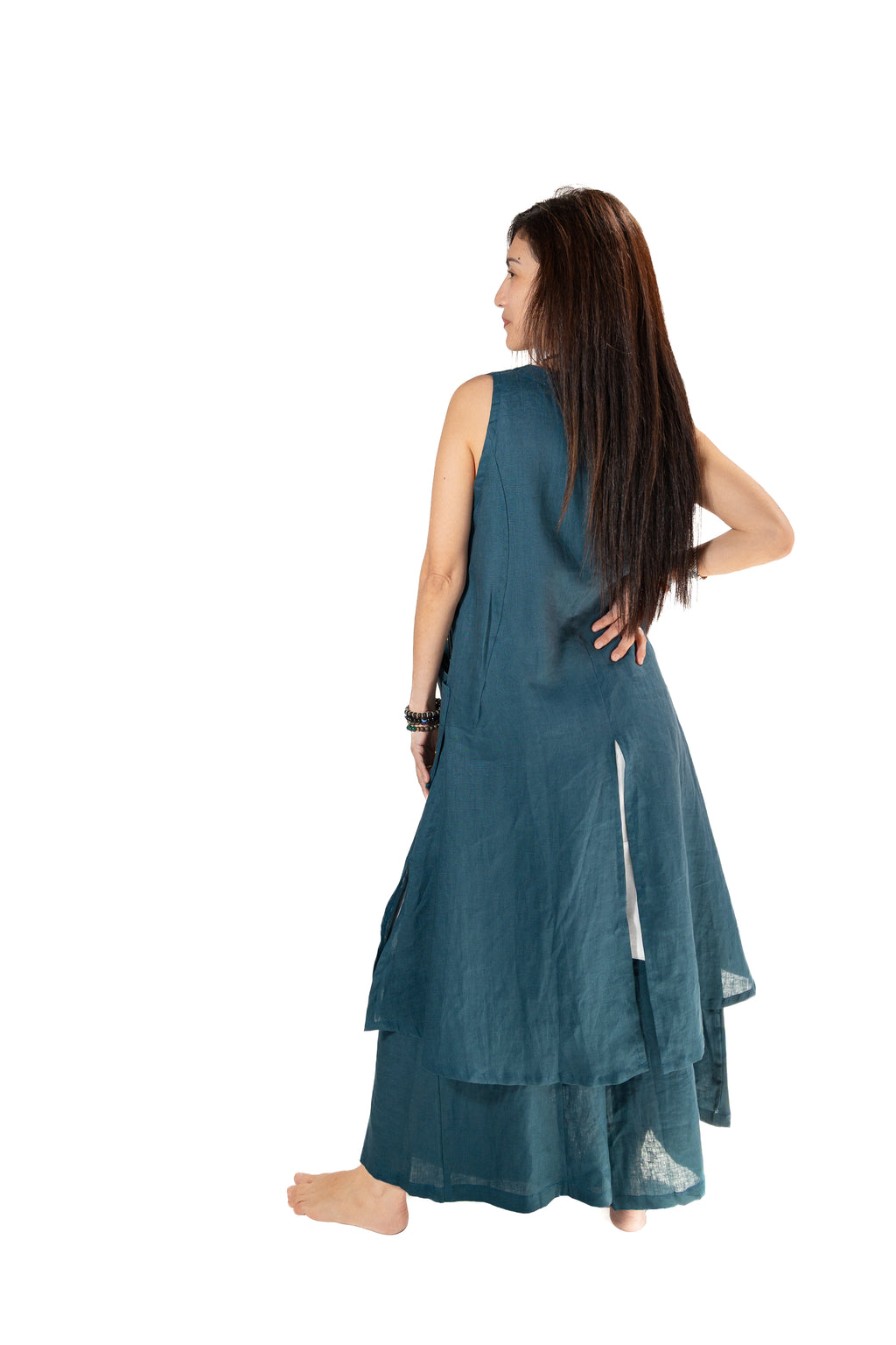 Long Vest - Pockets Linen