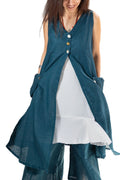 Long Vest - Pockets Linen